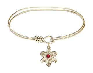 7 inch Oval Eye Hook Hamilton Gold Bangle Bracelet with a 14kt Gold Filled Chastity charm.
