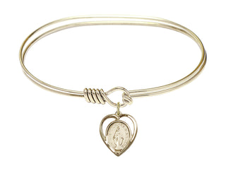 7 inch Oval Eye Hook Hamilton Gold Bangle Bracelet with a 14kt Gold Filled Miraculous charm.
