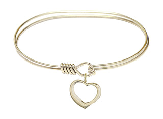 7 inch Oval Eye Hook Hamilton Gold Bangle Bracelet with a 14kt Gold Filled Heart charm.