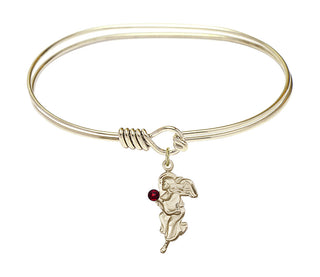 7 inch Oval Eye Hook Hamilton Gold Bangle Bracelet with a 14kt Gold Filled Guardian Angel charm.