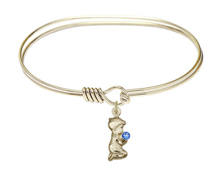 7 inch Oval Eye Hook Hamilton Gold Bangle Bracelet with a 14kt Gold Filled Praying Boy charm.