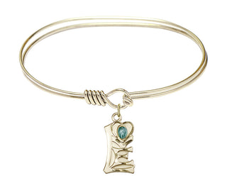 7 inch Oval Eye Hook Hamilton Gold Bangle Bracelet with a 14kt Gold Filled Miraculous charm.