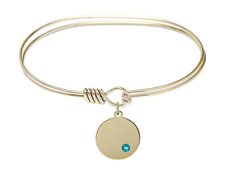 7 inch Oval Eye Hook Hamilton Gold Bangle Bracelet with a 14kt Gold Filled Plain Disc charm.
