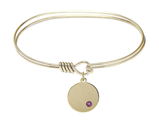 7 inch Oval Eye Hook Hamilton Gold Bangle Bracelet with a 14kt Gold Filled Plain Disc charm.