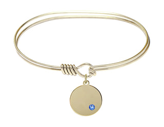 7 inch Oval Eye Hook Hamilton Gold Bangle Bracelet with a 14kt Gold Filled Plain Disc charm.