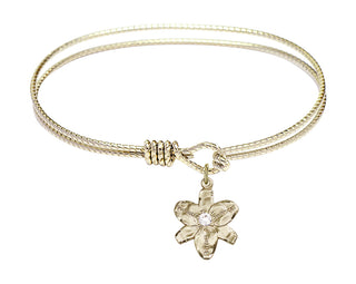 7 1/4 inch Oval Eye Hook Hamilton Gold Bangle Bracelet with a 14kt Gold Filled Chastity charm.