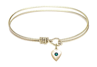 7 1/4 inch Oval Eye Hook Hamilton Gold Bangle Bracelet with a 14kt Gold Filled Heart charm.