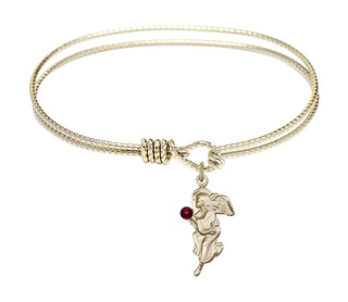 7 1/4 inch Oval Eye Hook Hamilton Gold Bangle Bracelet with a 14kt Gold Filled Guardian Angel charm.