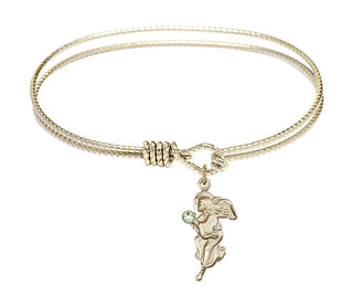 7 1/4 inch Oval Eye Hook Hamilton Gold Bangle Bracelet with a 14kt Gold Filled Guardian Angel charm.