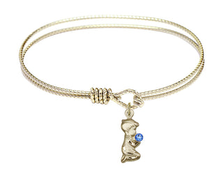 7 1/4 inch Oval Eye Hook Hamilton Gold Bangle Bracelet with a 14kt Gold Filled Praying Boy charm.
