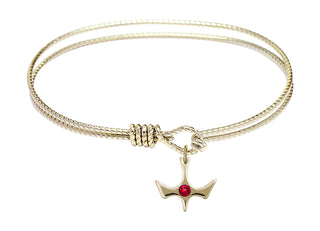 7 1/4 inch Oval Eye Hook Hamilton Gold Bangle Bracelet with a 14kt Gold Filled Holy Spirit charm.