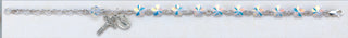Pink Roses in Blue Venetian Glass Sterling Bracelet