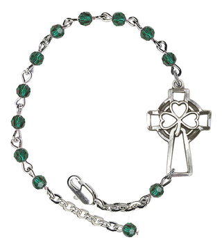 Silver Plated 4mm Austrian Crystal Bracelet in Emerald