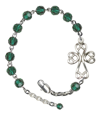 Silver Plated 6mm Austrian Crystal Bracelet in Emerald