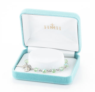 Chrysolite Round Faceted Finest Austrian Crystal Sterling Bracelet