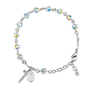 Aurora Round Faceted Finest Austrian Crystal Sterling Bracelet