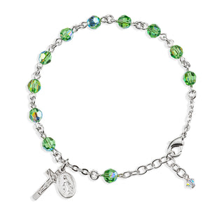 Erinite Round Faceted Finest Austrian Crystal Sterling Bracelet