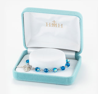 Sapphire Round Faceted Finest Austrian Crystal Sterling Bracelet
