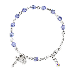 Zircon Round Faceted Finest Austrian Crystal Sterling Bracelet