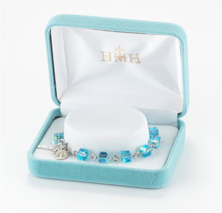 Tin Cut Light Sapphire Rosary Bracelet