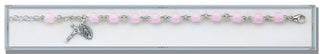 Rose Quartz Crystal Finest Austrian Crystal Faceted Cube Sterling Bracelet
