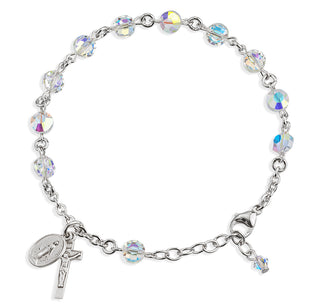Aurora Semi Flat Faceted Finest Austrian Crystal Sterling Bracelet