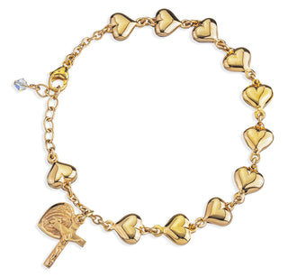 Gold Over Sterling Silver Polished Solid Heart Bracelet