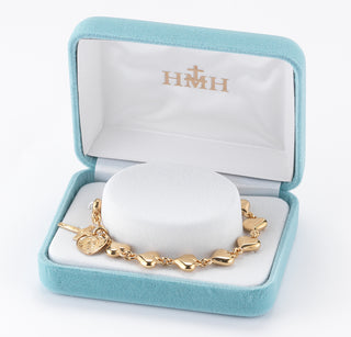 Gold over Sterling Silver Polished Solid Heart Bracelet