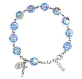 Round Faceted Light Sapphire Finest Austrian Crystal Sterling Bracelet 1