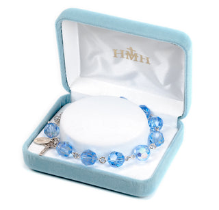 Round Faceted Light Sapphire Finest Austrian Crystal Sterling Bracelet