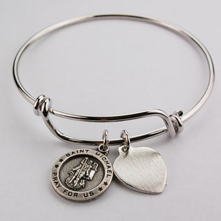 Adult St Michael Pewter Engravable Bracelet