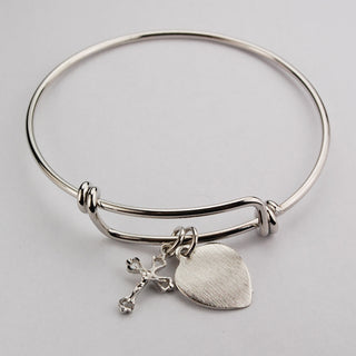 Youth Pewter Crucifix Faith Engravable Bracelet