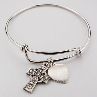 Adult Pewter Celtic Cross Engravable Bracelet