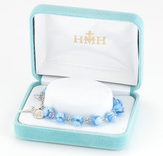 Striped Blue Agate Rosary Bracelet