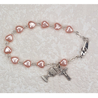6 1/2" Pink Heart Bracelet