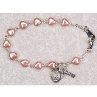 6 1/2" Pink Heart Bracelet