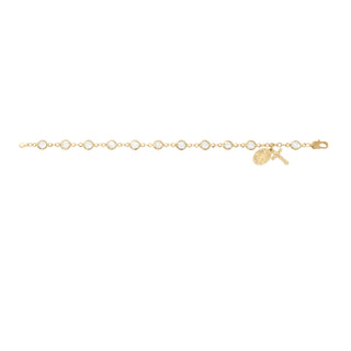 Double Capped Gld Crystal Brac