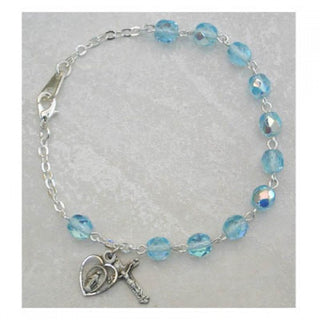 Sterling Silver Adult Aqua/March Bracelet - SALE