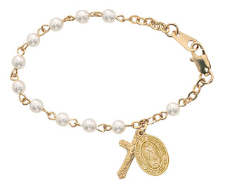 5-1/2-inch Gold Plated Pearl Baby Bracelet Boxed