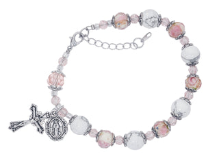 Pink Ceramic White Flower B