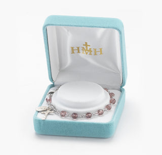 Light Amethyst Round Faceted Crystal Rosary Bracelet