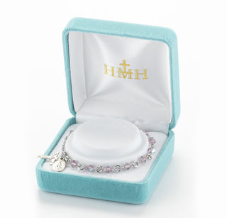 Rosary Bracelet with 4mm Amethyst Finest Austrian Crystal Rondelle Beads