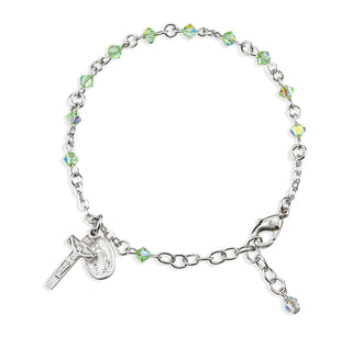 Rosary Bracelet Created with 4mm Chrysolite Finest Austrian Crystal Rondelle Beads
