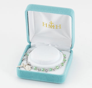 Rosary Bracelet with 4mm Chrysolite Finest Austrian Crystal Rondelle Beads