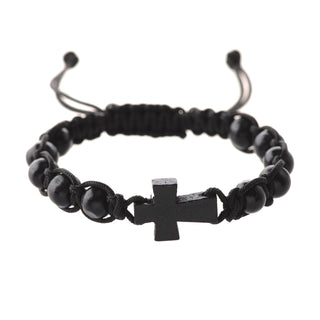 Blue Corded Cross Bracelet