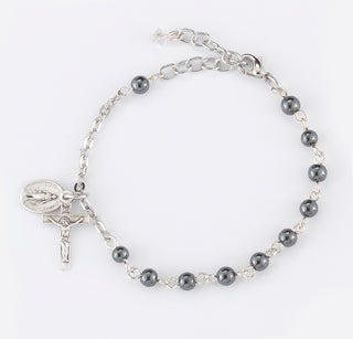 4Mm Hematite Rosary Bracelet