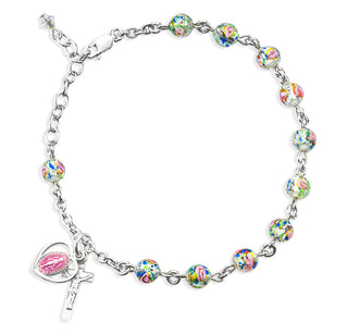 Rose Embedded Murano Glass Bracelet