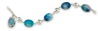 Faceted Blue Agate Stone Rosary Bracelet - SALE