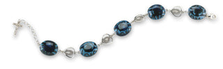 10mm Round Faceted Light Sapphire Swarovksi Crystal Bead Bracelet