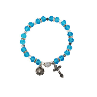 Aqua Stretch Rosary Bracelet